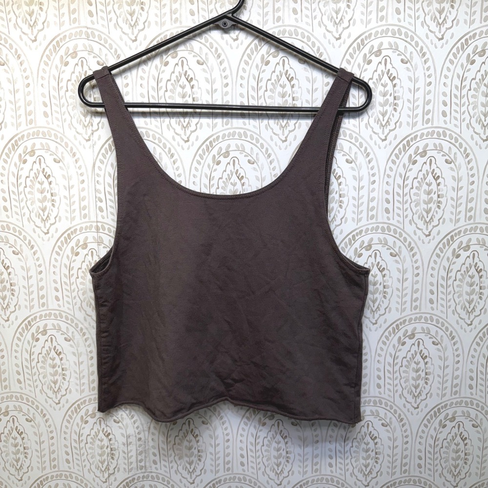 OFFLINE by Aerie Tank Top Womens M Brown Twist Front Cropped Sleeveless 1078-097